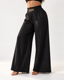 Calça Pantalona Zayra com Linho e Corrente Dourada
