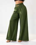 Calça Pantalona Zayra com Linho e Corrente Dourada