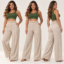 Calça Pantalona Zayra com Linho e Corrente Dourada