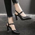 Vivelle Leather Pumps - Comfortable Block Heel 