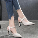 Vivelle Leather Pumps - Comfortable Block Heel 