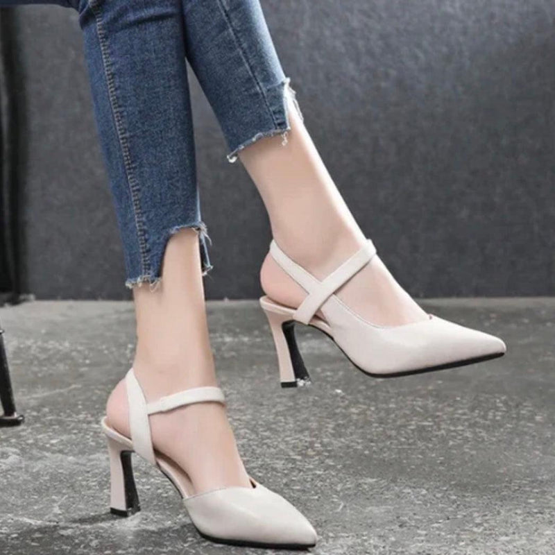 Vivelle Leather Pumps - Comfortable Block Heel 