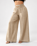 Calça Pantalona Zayra com Linho e Corrente Dourada