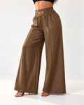 Calça Pantalona Zayra com Linho e Corrente Dourada